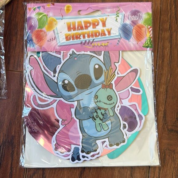 NWT LILO & Stitch Birthday Party Backdrop Decorations Balloons Cake Topper - Picture 8 of 13